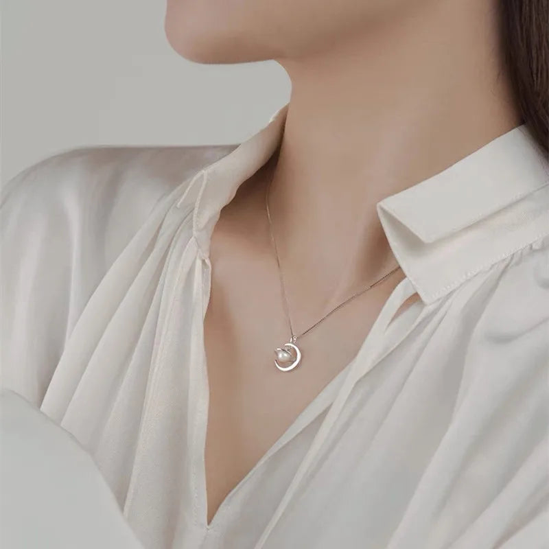 Collar con dije de plata esterlina 925 e incrustación de perla - imagen 4