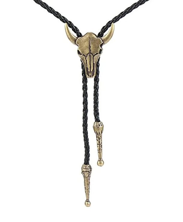 Corbata bolo de aleación con cordón de piel y dijes de estrella y calavera - imagen 55