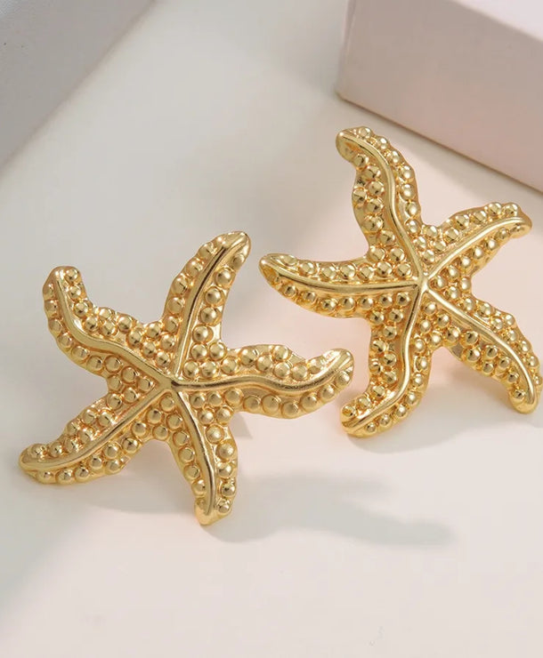Aretes de botón de acero 304 con diseño de estrella de mar y concha - imagen 7