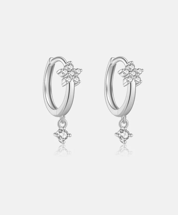 Aretes de plata esterlina 925 con baño de oro 18K y circonias geométricas - imagen 7