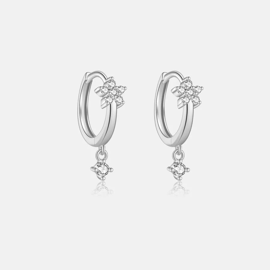 Aretes de plata esterlina 925 con baño de oro 18K y circonias geométricas - imagen 7