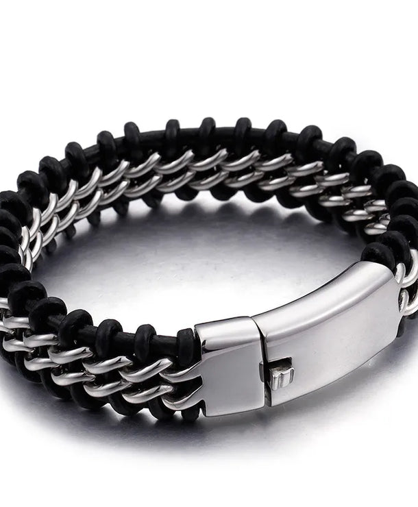 Pulsera de acero 304 con baño de oro 18K y diseño color block - imagen 2