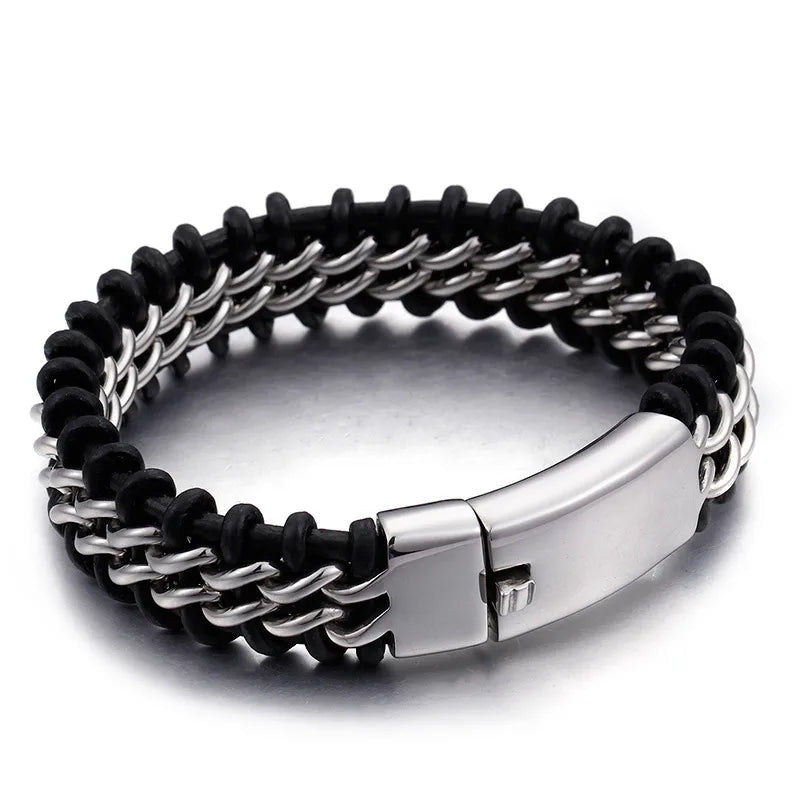 Pulsera de acero 304 con baño de oro 18K y diseño color block - imagen 2