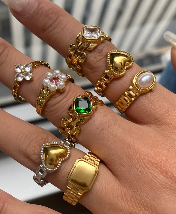 Anillo de acero inoxidable con diseño geométrico, estilo sencillo - imagen 3