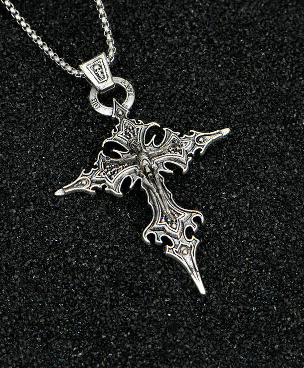 Collar con dije de cruz y calavera en aleación, estilo gótico - imagen 4