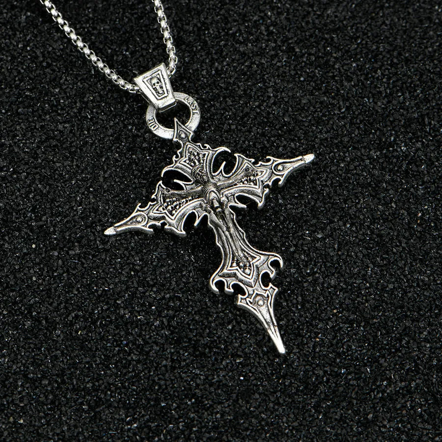 Collar con dije de cruz y calavera en aleación, estilo gótico - imagen 4