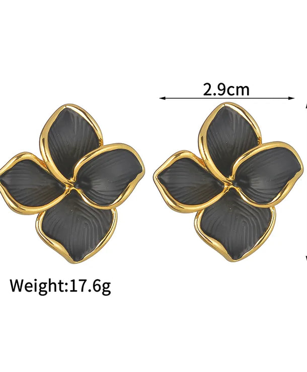 Aretes de botón de acero 304 con baño de oro 18K y diseño de flor - imagen 2