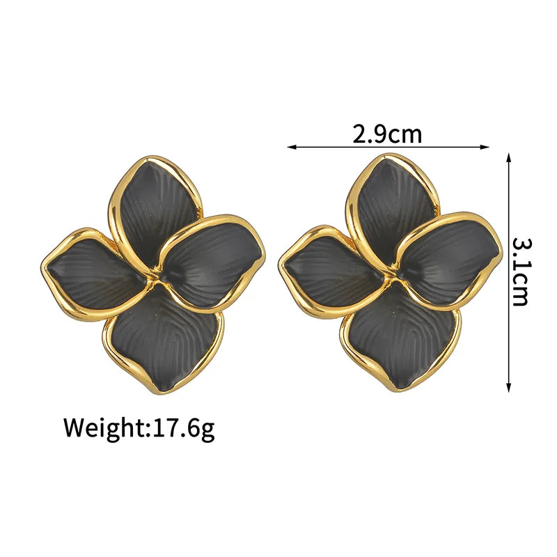 Aretes de botón de acero 304 con baño de oro 18K y diseño de flor - imagen 2