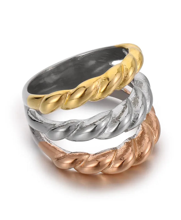 Anillo de acero 304 con baño de oro 18K y diseño geométrico calado - imagen 15