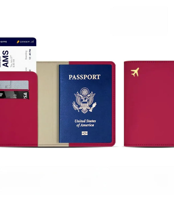 Portapasaportes unisex de piel sintética con diseño calado de avión - imagen 7