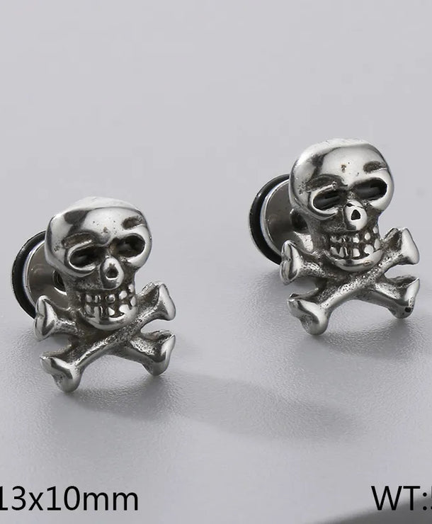 Aretes de acero 304 con dije de calavera e incrustación de circonia - imagen 11