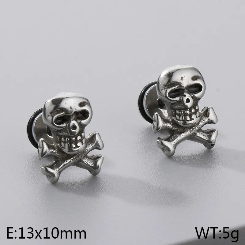 Aretes de acero 304 con dije de calavera e incrustación de circonia - imagen 11