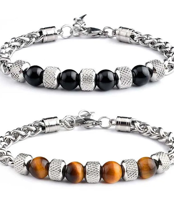 Pulsera de acero de titanio para hombre con diseño geométrico pulido