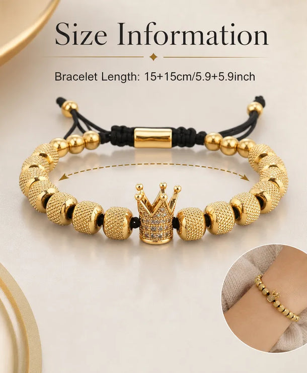 Pulsera de corona chapada en oro 18K con circonias, ajustable - imagen 3