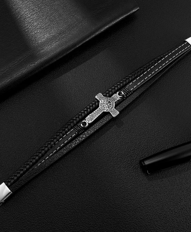 Brazalete de cruz tejido de acero inoxidable 304 para hombre - imagen 5