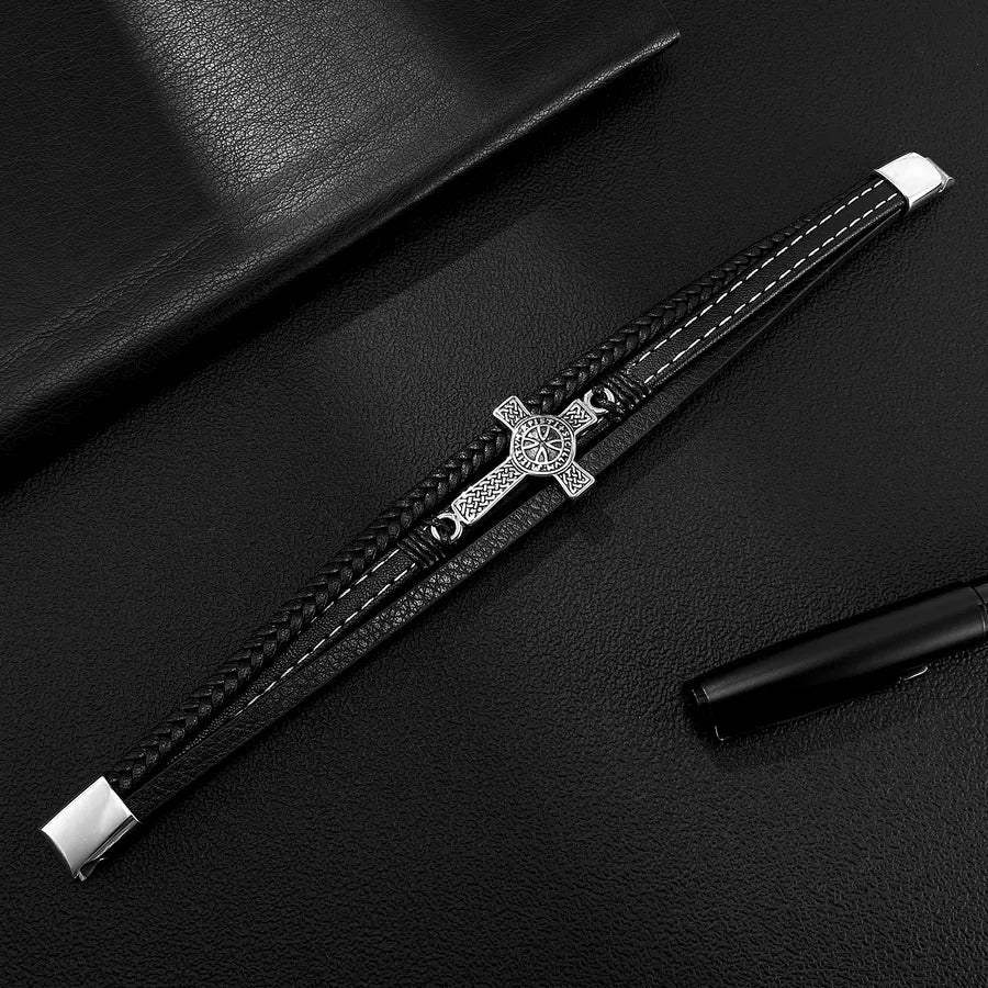 Brazalete de cruz tejido de acero inoxidable 304 para hombre - imagen 5