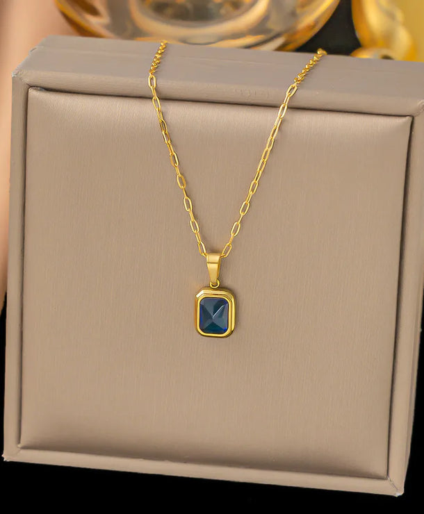 Collar con dije cuadrado de acero 304 con baño de oro 18K para mujer - imagen 3