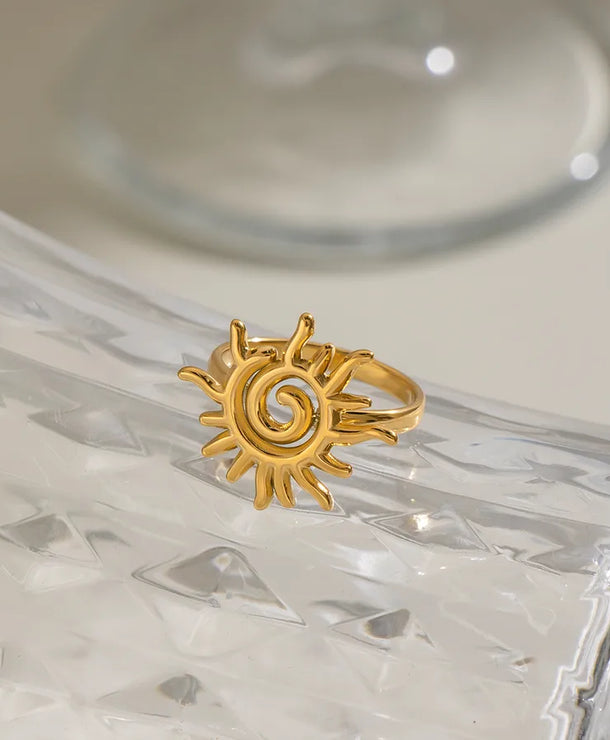Anillo de acero inoxidable 304 con diseño de sol, hipoalergénico - imagen 3