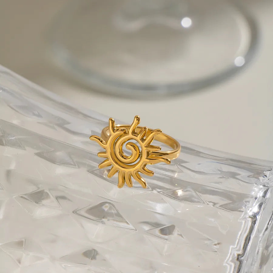 Anillo de acero inoxidable 304 con diseño de sol, hipoalergénico - imagen 3
