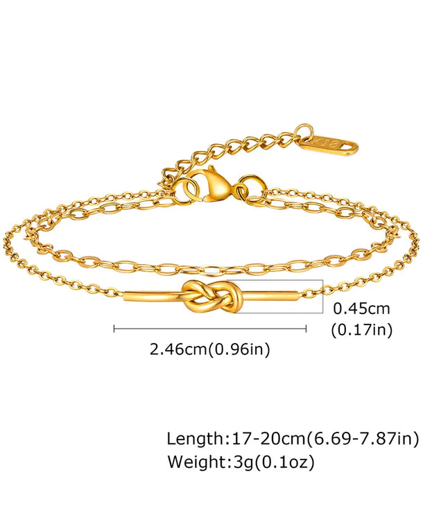 Pulsera con diseño de nudo en acero 201 y baño de oro 18K - imagen 10