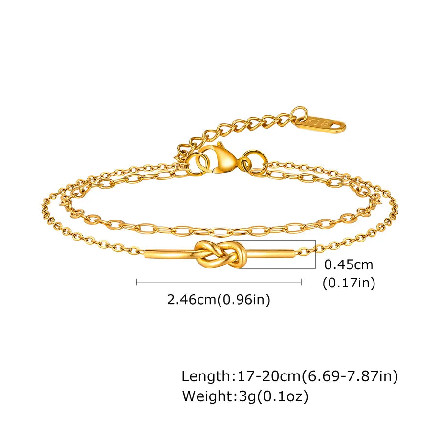 Pulsera con diseño de nudo en acero 201 y baño de oro 18K - imagen 10