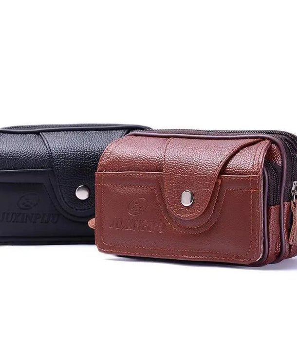 Riñonera de piel sintética para hombre en color liso, estilo vintage