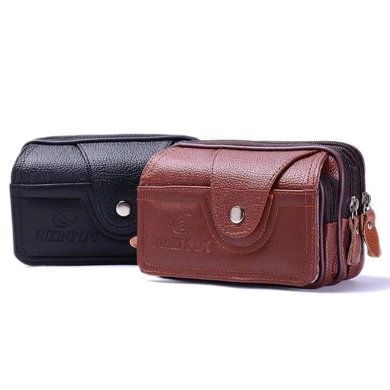 Riñonera de piel sintética para hombre en color liso, estilo vintage