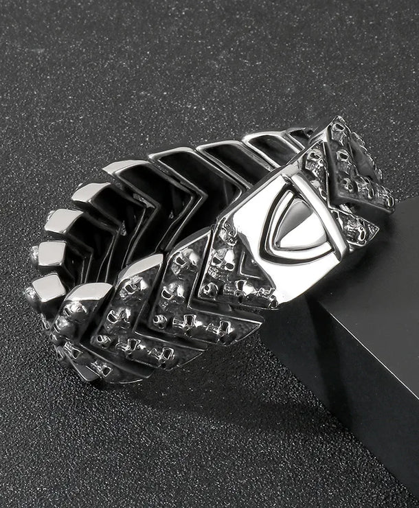 Pulsera de cadena en acero 304 con dije de calavera, hip-hop rock - imagen 6