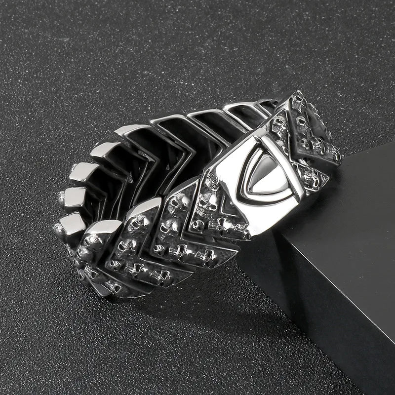 Pulsera de cadena en acero 304 con dije de calavera, hip-hop rock - imagen 6