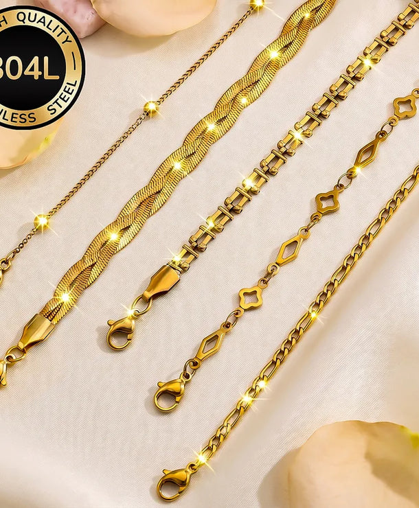 Pulsera de acero inoxidable 304 con diseño geométrico para mujer - imagen 5