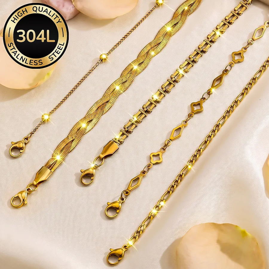 Pulsera de acero inoxidable 304 con diseño geométrico para mujer - imagen 5