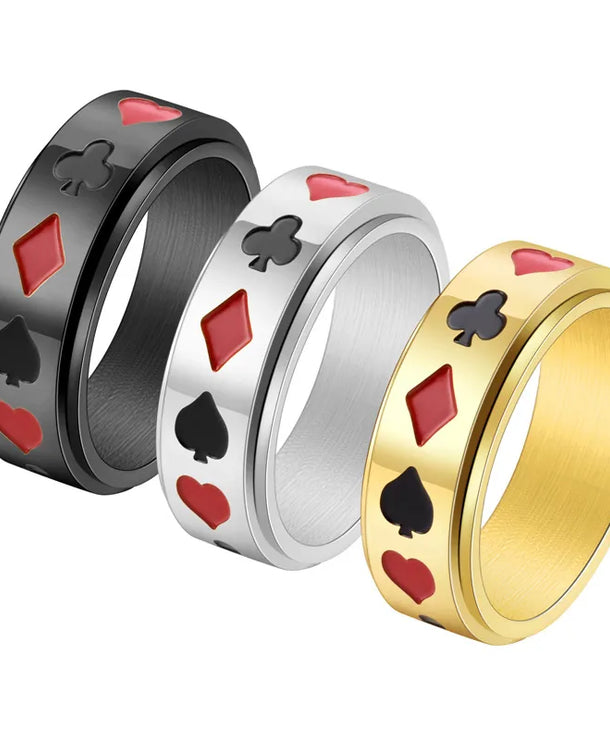 Anillos de acero de titanio para hombre con diseño de póker - imagen 3