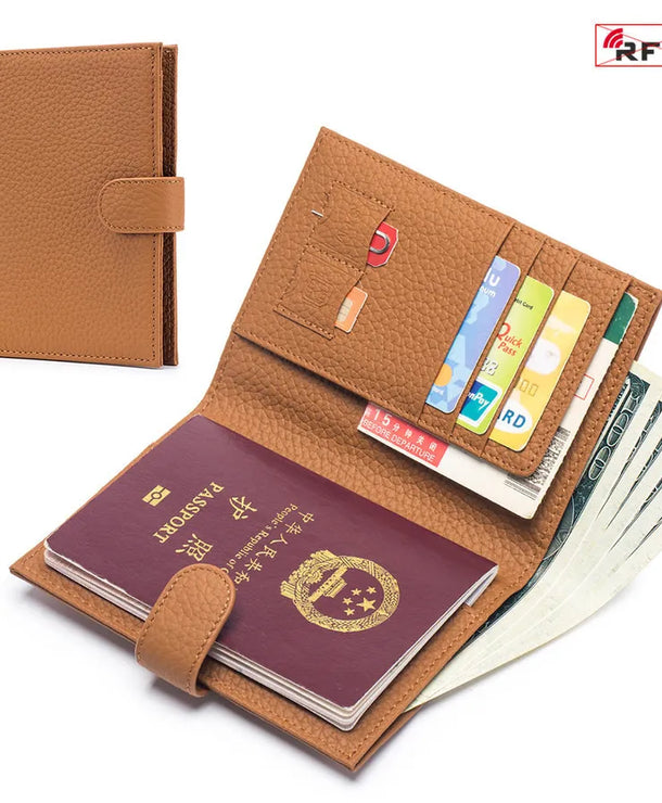 Portapasaportes de piel genuina para mujer con protección RFID - imagen 18