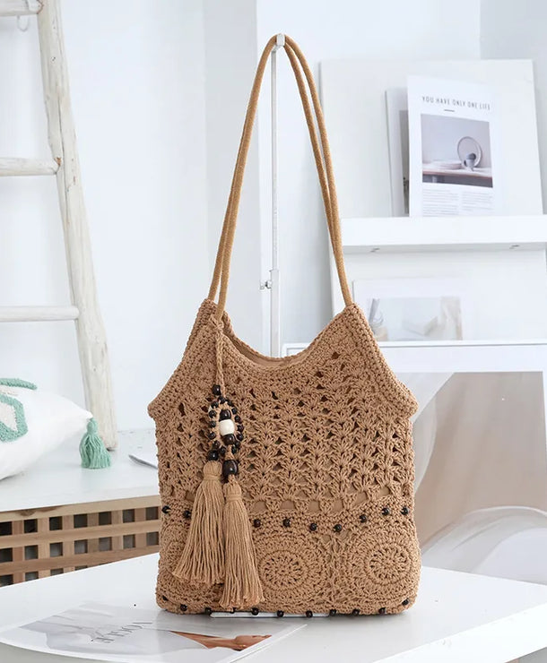 Bolso de paja calado en algodón para mujer, ideal para primavera - imagen 3