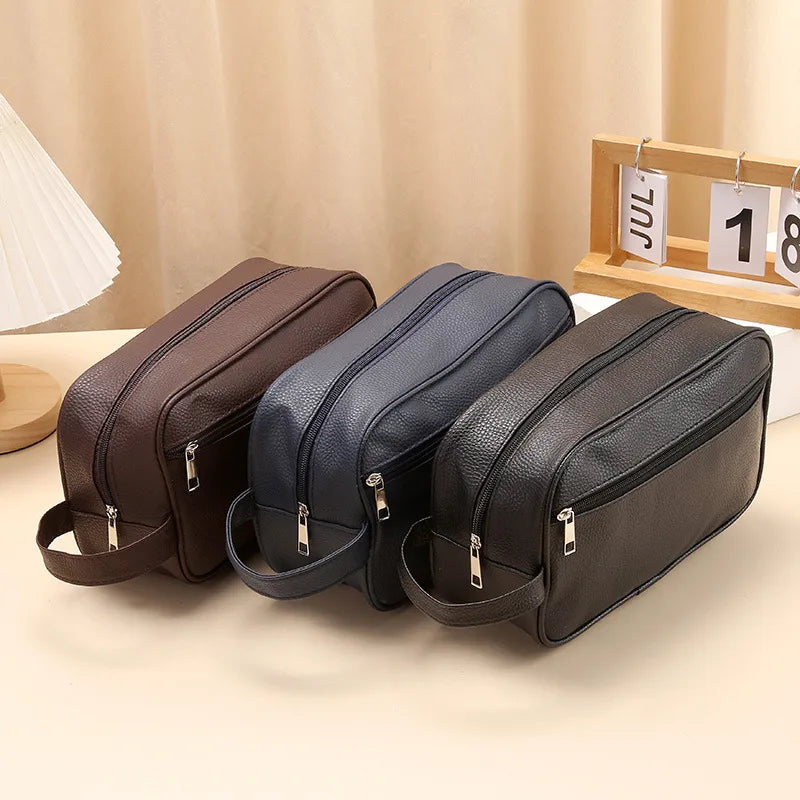 Neceser de PVC con cierre en color liso, unisex, ideal para viajar