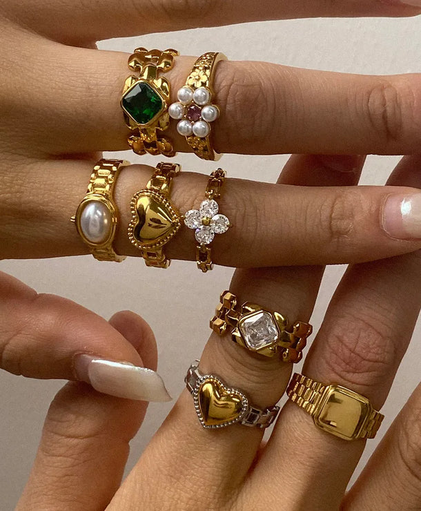 Anillo de acero inoxidable con diseño geométrico, estilo sencillo - imagen 2