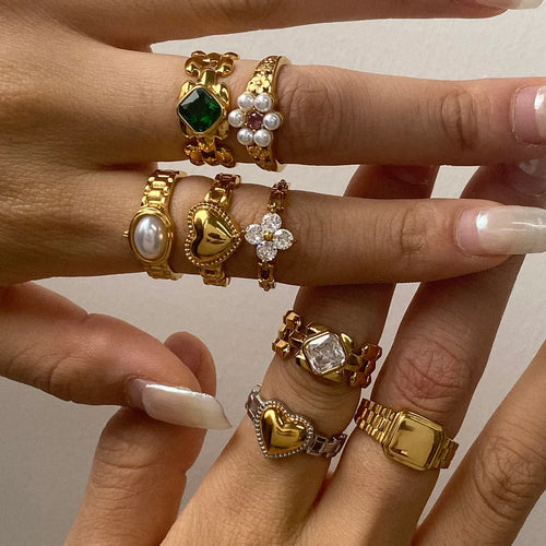 Anillo de acero inoxidable con diseño geométrico, estilo sencillo - imagen 2