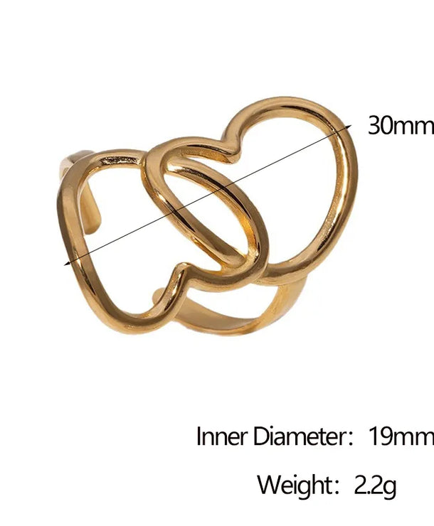 Anillo ajustable con forma de corazón y baño de oro 18K para mujer - imagen 11