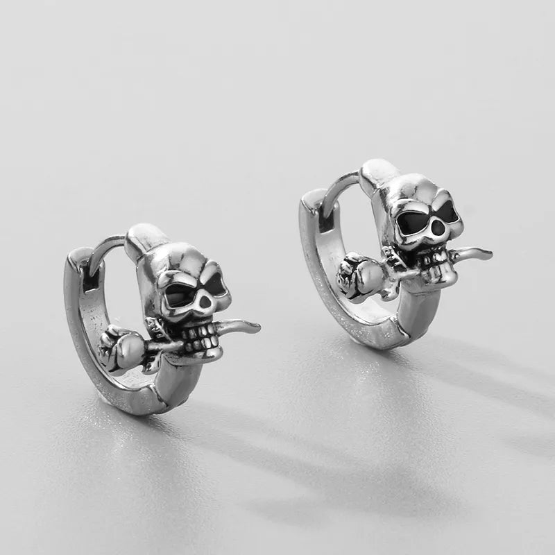 Aretes de acero 304 con dije de calavera e incrustación de circonia - imagen 4