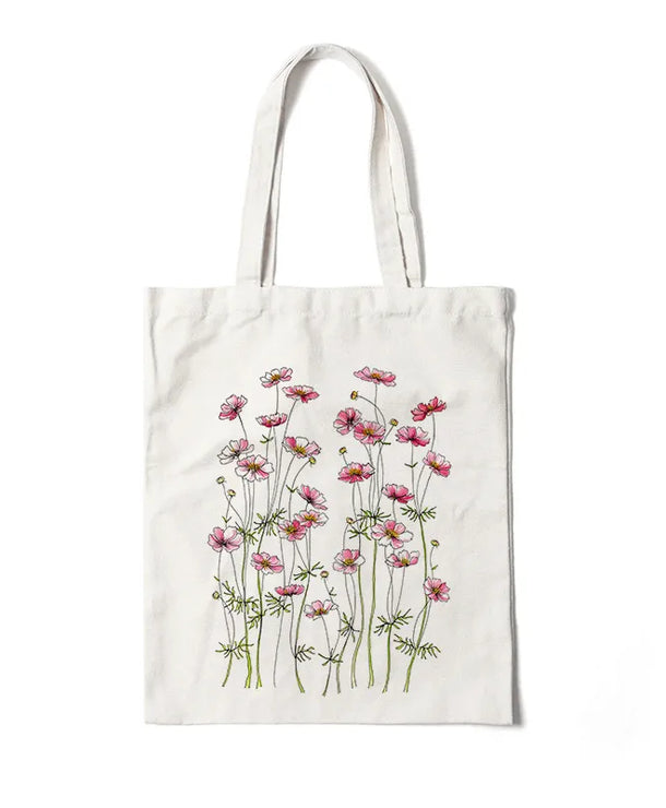 Bolso de lona con estampado de flores para mujer, diseño abierto - imagen 7