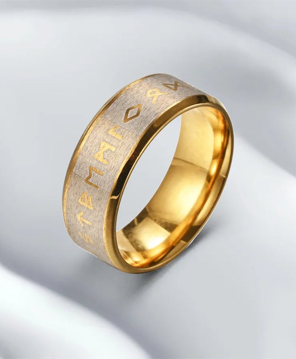 Anillo de acero 304 con diseño color block y grabado para hombre - imagen 8