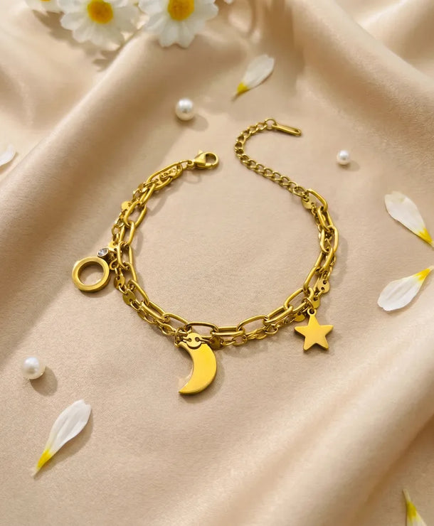 Pulsera hecha a mano con baño de oro 18K y diseño geométrico, estilo IG - imagen 4