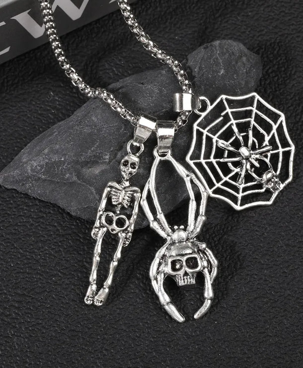 Collar con dije de calavera de acero de titanio, estilo punk unisex - imagen 2
