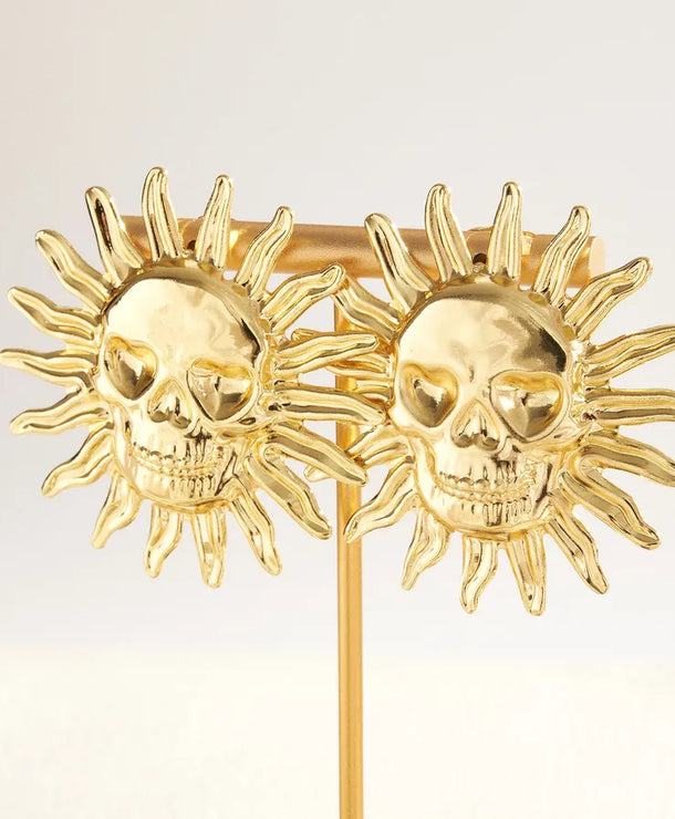 Aretes de botón de acero 201 con diseño de girasol, acabado pulido - imagen 3