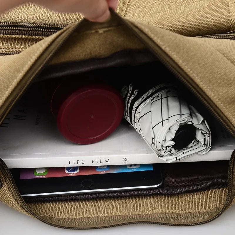 Bolso de hombro de lona para hombre, estilo retro para viajes - imagen 4