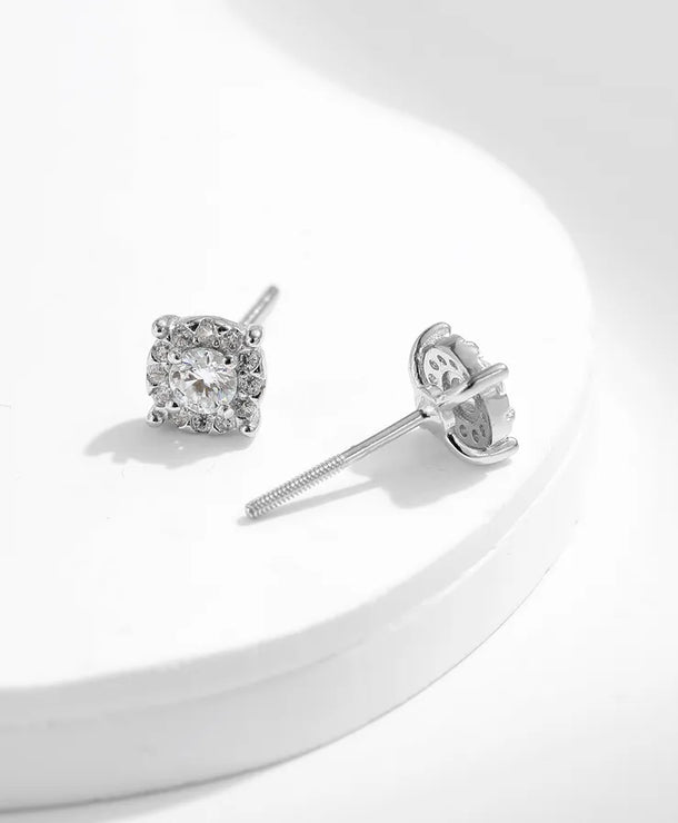 Aretes de botón de plata esterlina 925 con moissanita geométrica - imagen 5