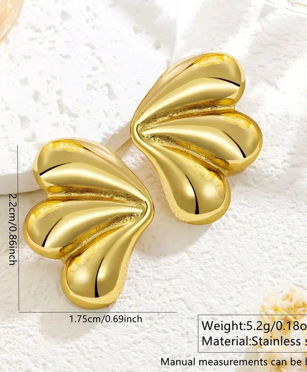 Aretes de botón de acero inoxidable 304 con diseño floral streetwear - imagen 35