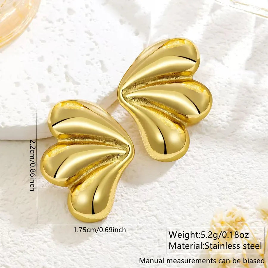 Aretes de botón de acero inoxidable 304 con diseño floral streetwear - imagen 35