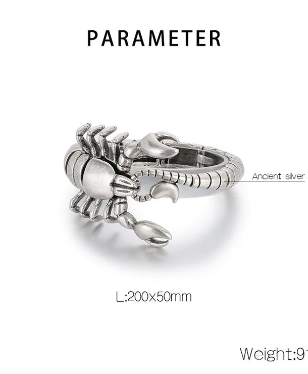 Pulsera de acero 304 con baño de oro 18K y dije de escorpión - imagen 9