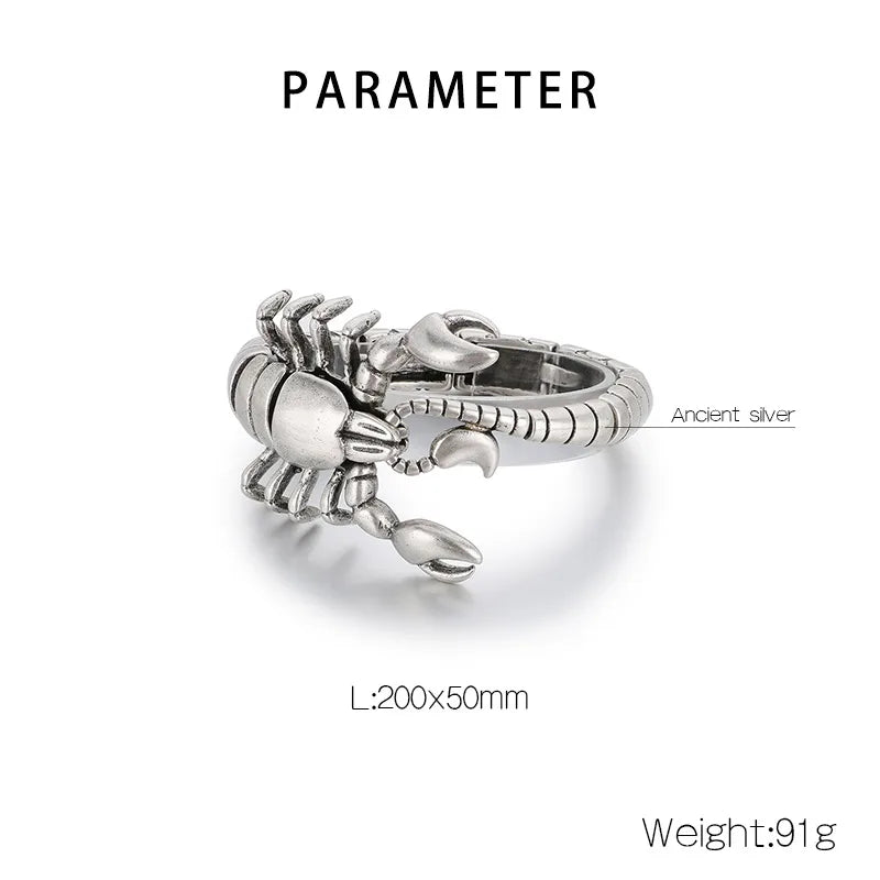 Pulsera de acero 304 con baño de oro 18K y dije de escorpión - imagen 9